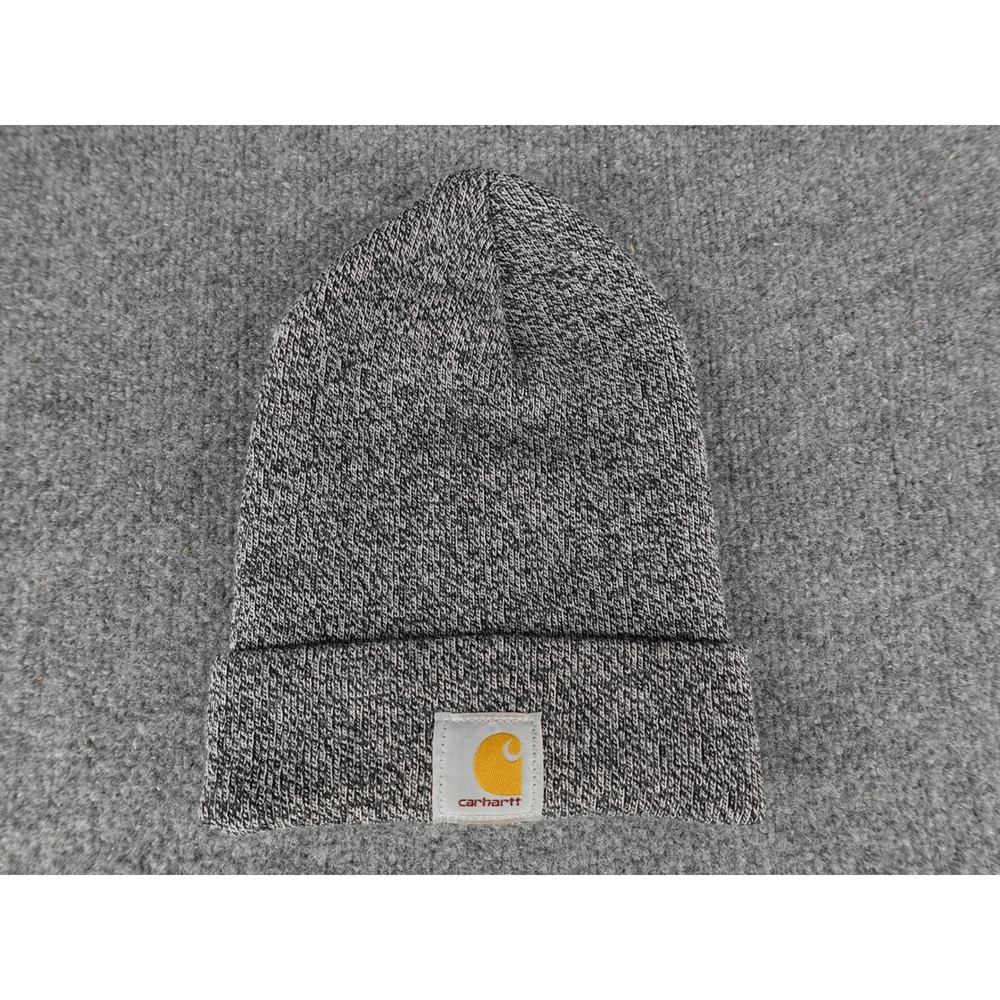 Carhartt Beanie Hat Unisex OSFA Grey Black Excellent Marled Knit A18 Watch Cap